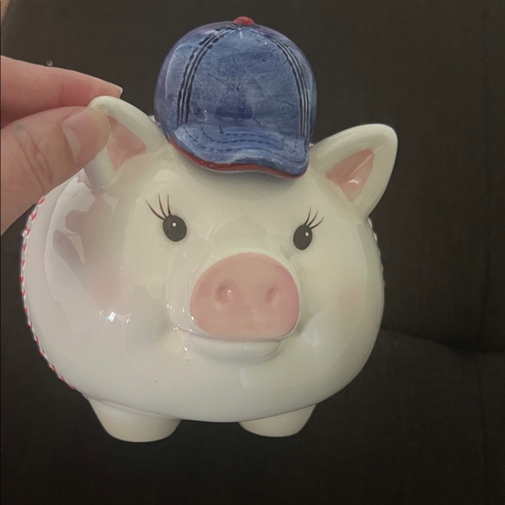 # 1006**Baseball Piggy Bank with Blue Cap - Picture 3 of 13